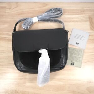 Frye Clara Saddle Crossbody Bag Black Leather Womens DB318 NWT $328 MSRP